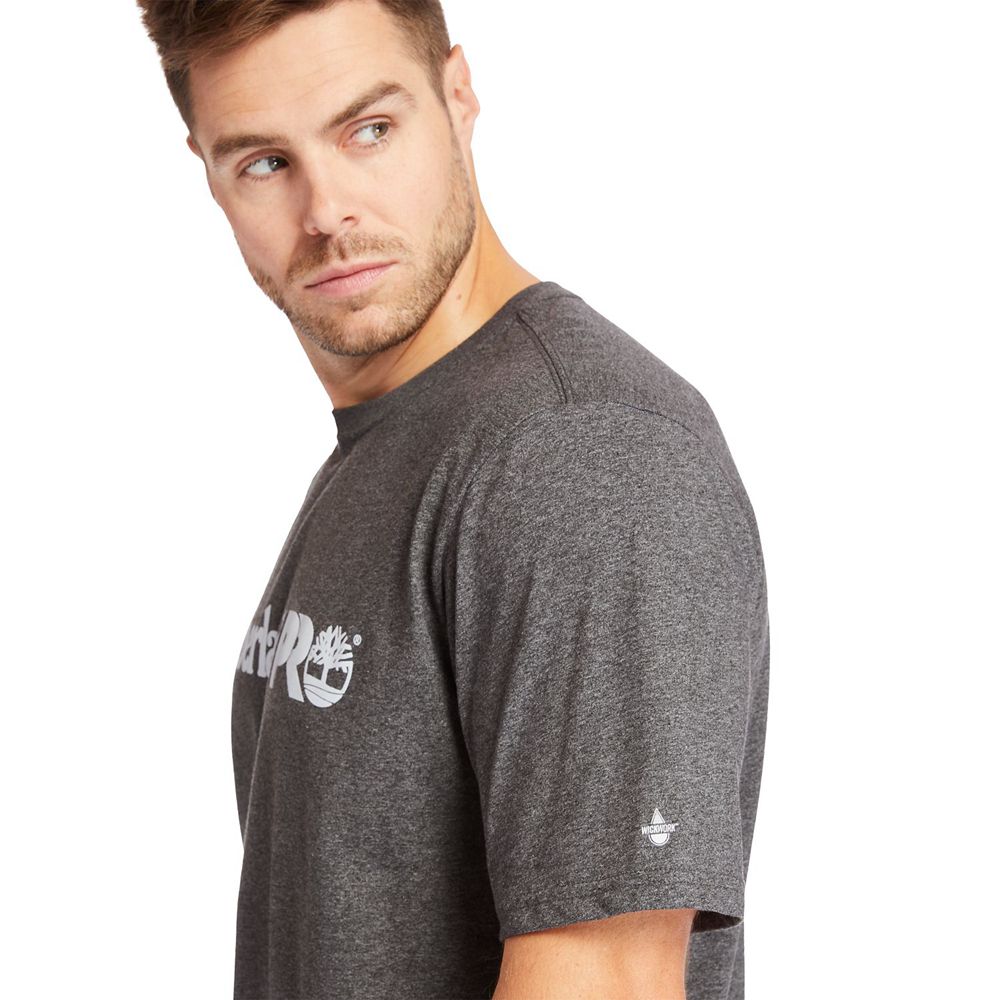 Timberland Μπλουζάκια Ανδρικα Βαθυ Γκρι - Pro® Big & Tall Base Plate Short-Sleeve - Greece 7284015-G